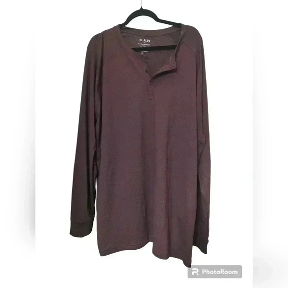 01.Algo Performance Long Sleeve Henley Shirt Mens 3xl Burgundy Pullover - Picture 1 of 3